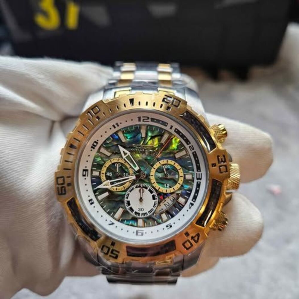 Invicta Pro Diver SCUBA Men's Watch w/ Abalone Dial - 51mm. Steel. Gold